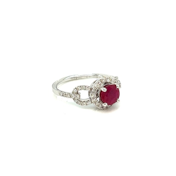 14K White Gold Ring with Ruby